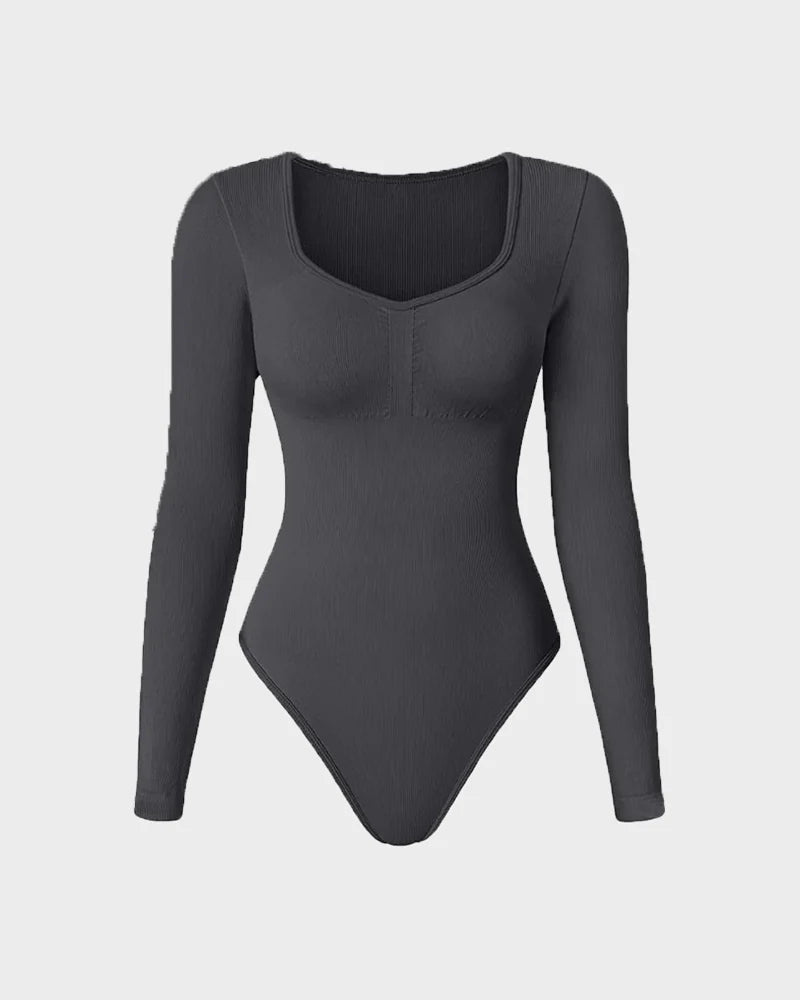 Velosety® Seamless Long Sleeve V-Neck Sculpting Bodysuit