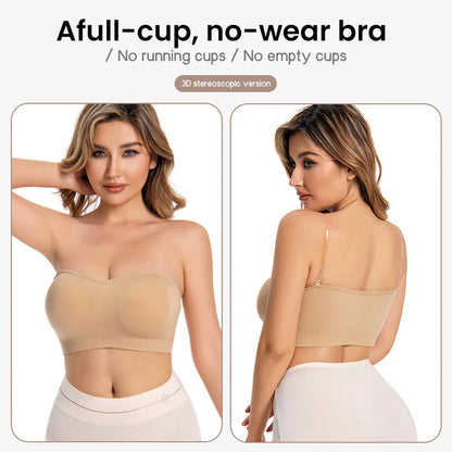  Non-Slip Bandeau Seamless Wireless Strapless Bra