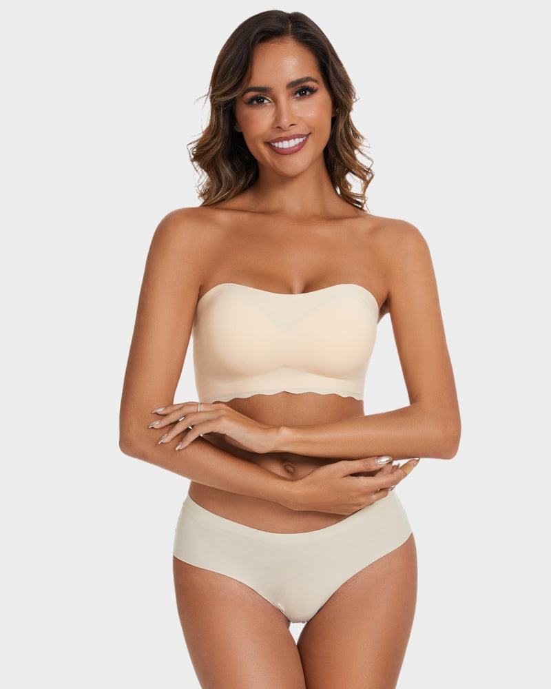  Strapless Invisible Push Up Bra Beige