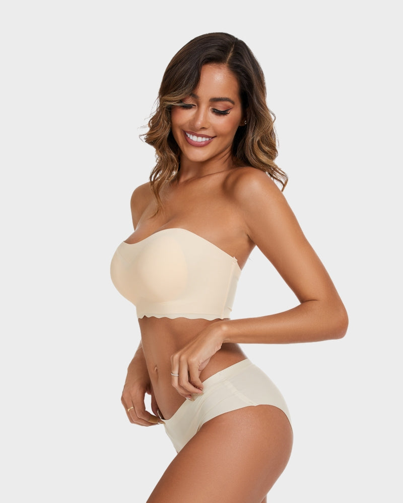  Strapless Invisible Push Up Bra Beige