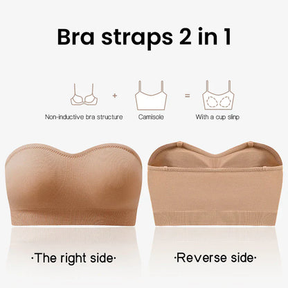  Non-Slip Bandeau Seamless Wireless Strapless Bra