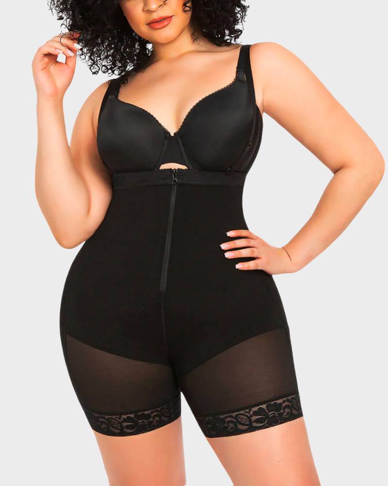  Open Bust Firm Tummy Compression Bodysuit Shaper With Butt Lifter