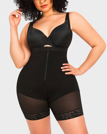  Open Bust Firm Tummy Compression Bodysuit Shaper With Butt Lifter