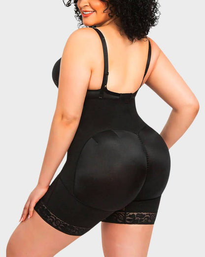  Open Bust Firm Tummy Compression Bodysuit Shaper With Butt Lifter