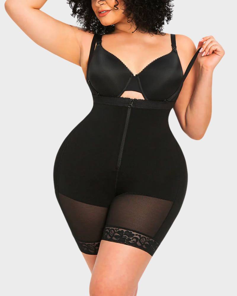  Open Bust Firm Tummy Compression Bodysuit Shaper With Butt Lifter