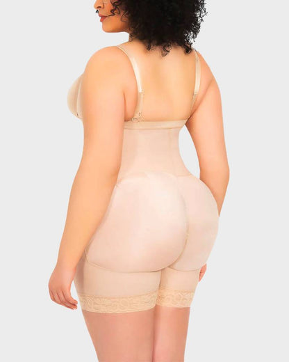  Open Bust Firm Tummy Compression Bodysuit Shaper With Butt Lifter