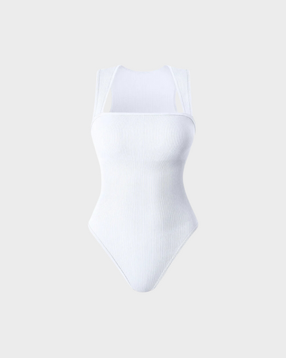  Ribbed Strappy Square Neck Bodysuits