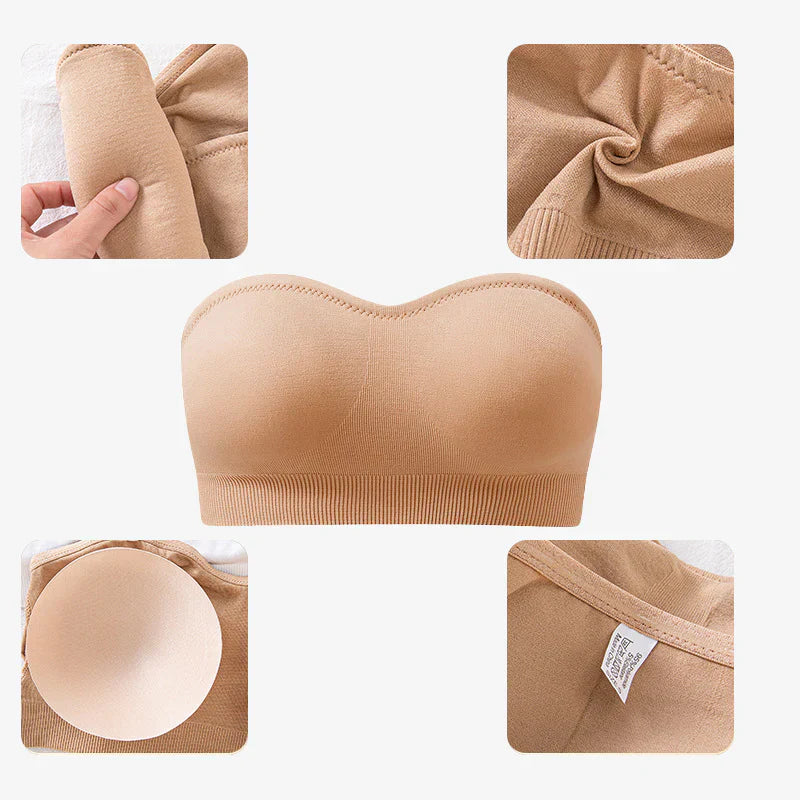  Non-Slip Bandeau Seamless Wireless Strapless Bra