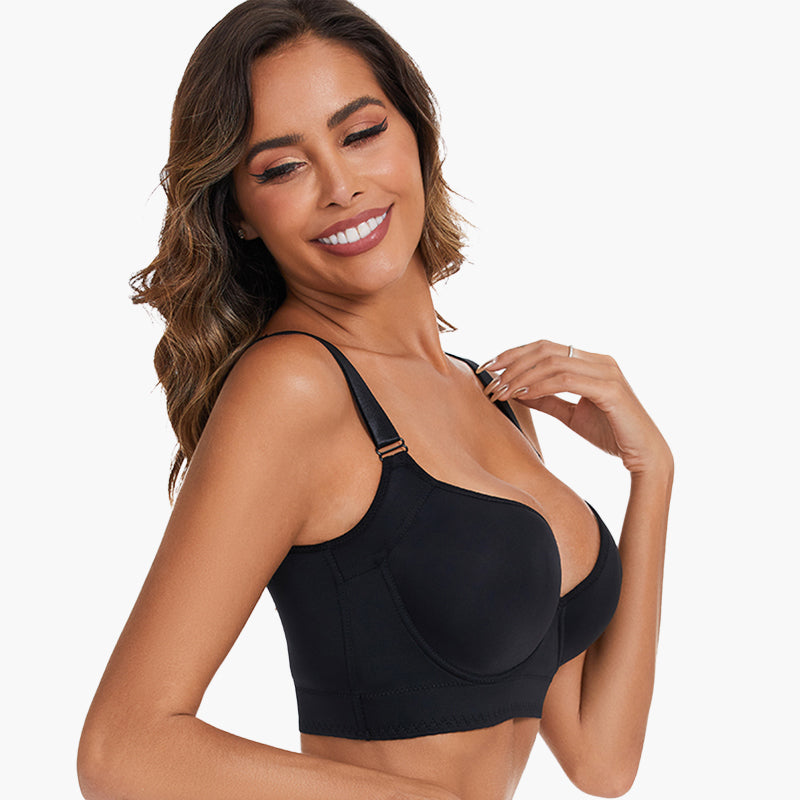  Push-Up Back Smoothing Bra - Black+Beige (2 PACK）