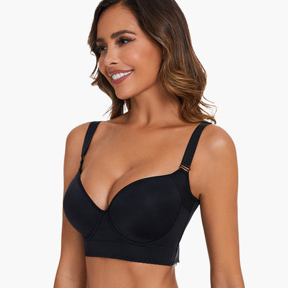  Push-Up Back Smoothing Bra - Black+Beige (2 PACK）