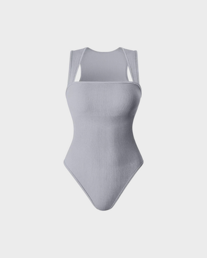  Ribbed Strappy Square Neck Bodysuits