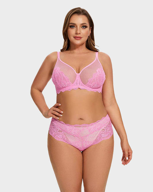  Full Coverage Lace Pink Minimizer Bra