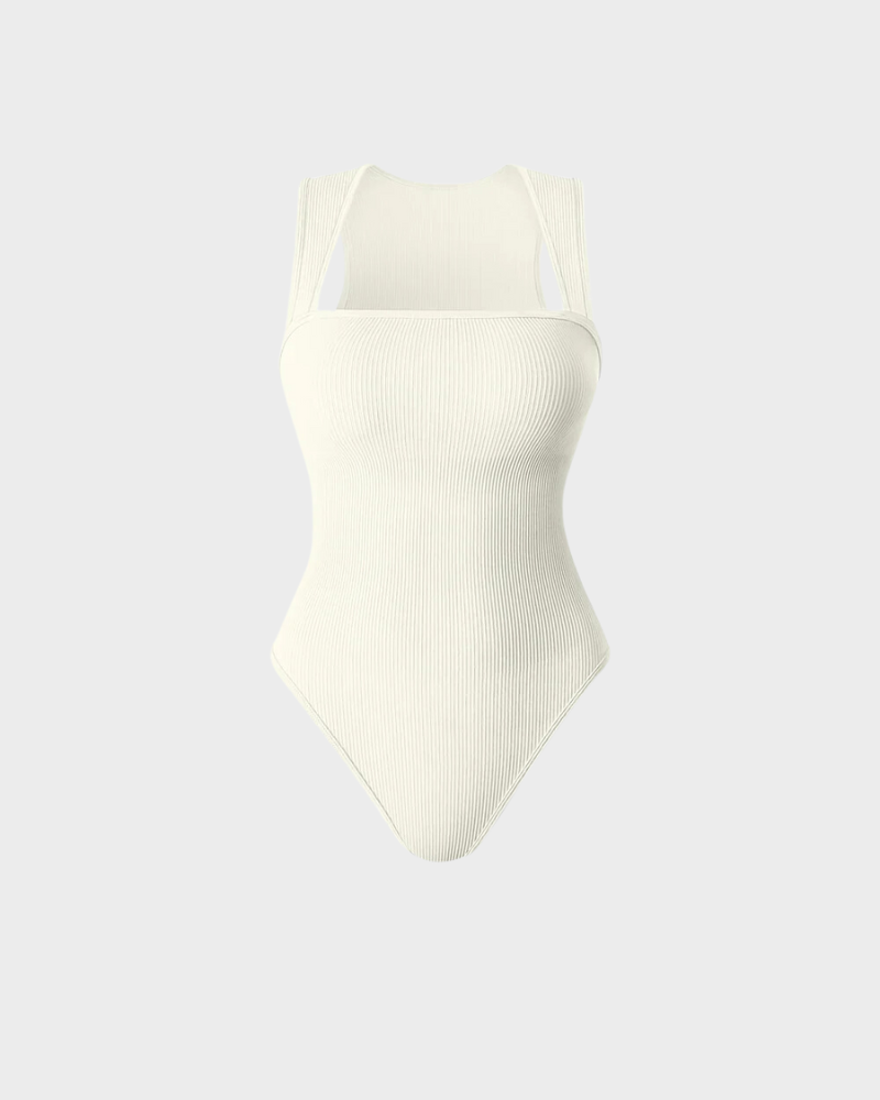  Ribbed Strappy Square Neck Bodysuits