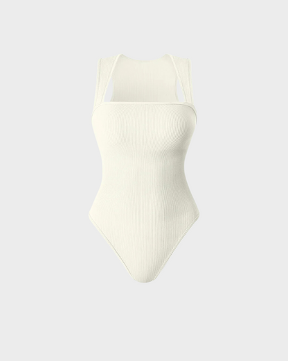  Ribbed Strappy Square Neck Bodysuits