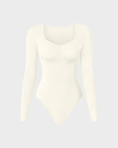 Velosety® Seamless Long Sleeve V-Neck Sculpting Bodysuit