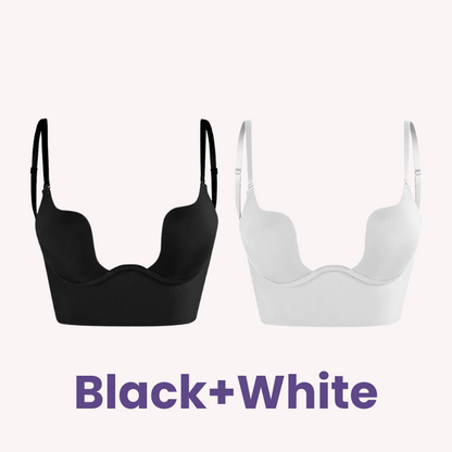  Low Back Secret Plunge Bra - Black+Beige+White (3 Pack)