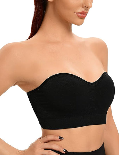  Non-Slip Bandeau Seamless Wireless Strapless Bra