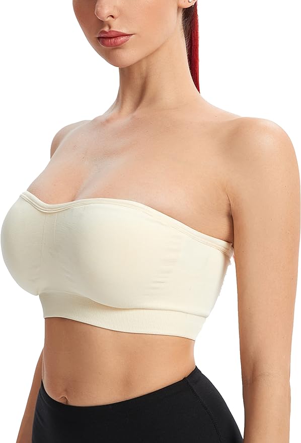  Non-Slip Bandeau Seamless Wireless Strapless Bra