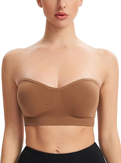  Non-Slip Bandeau Seamless Wireless Strapless Bra