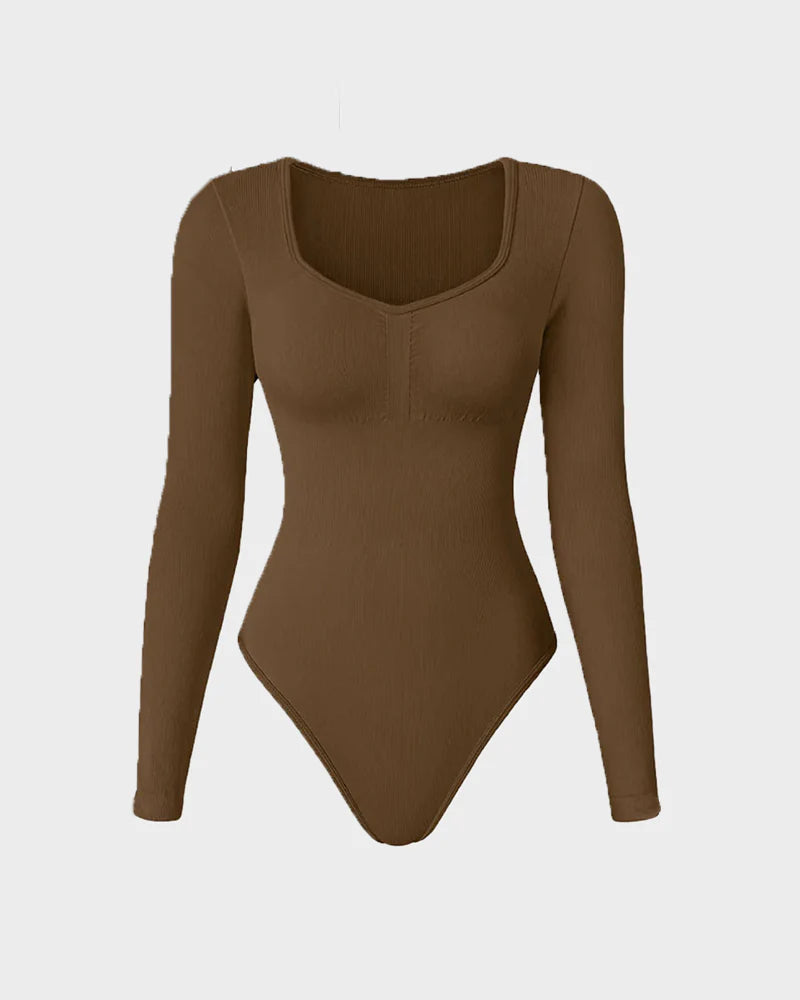 Velosety® Seamless Long Sleeve V-Neck Sculpting Bodysuit