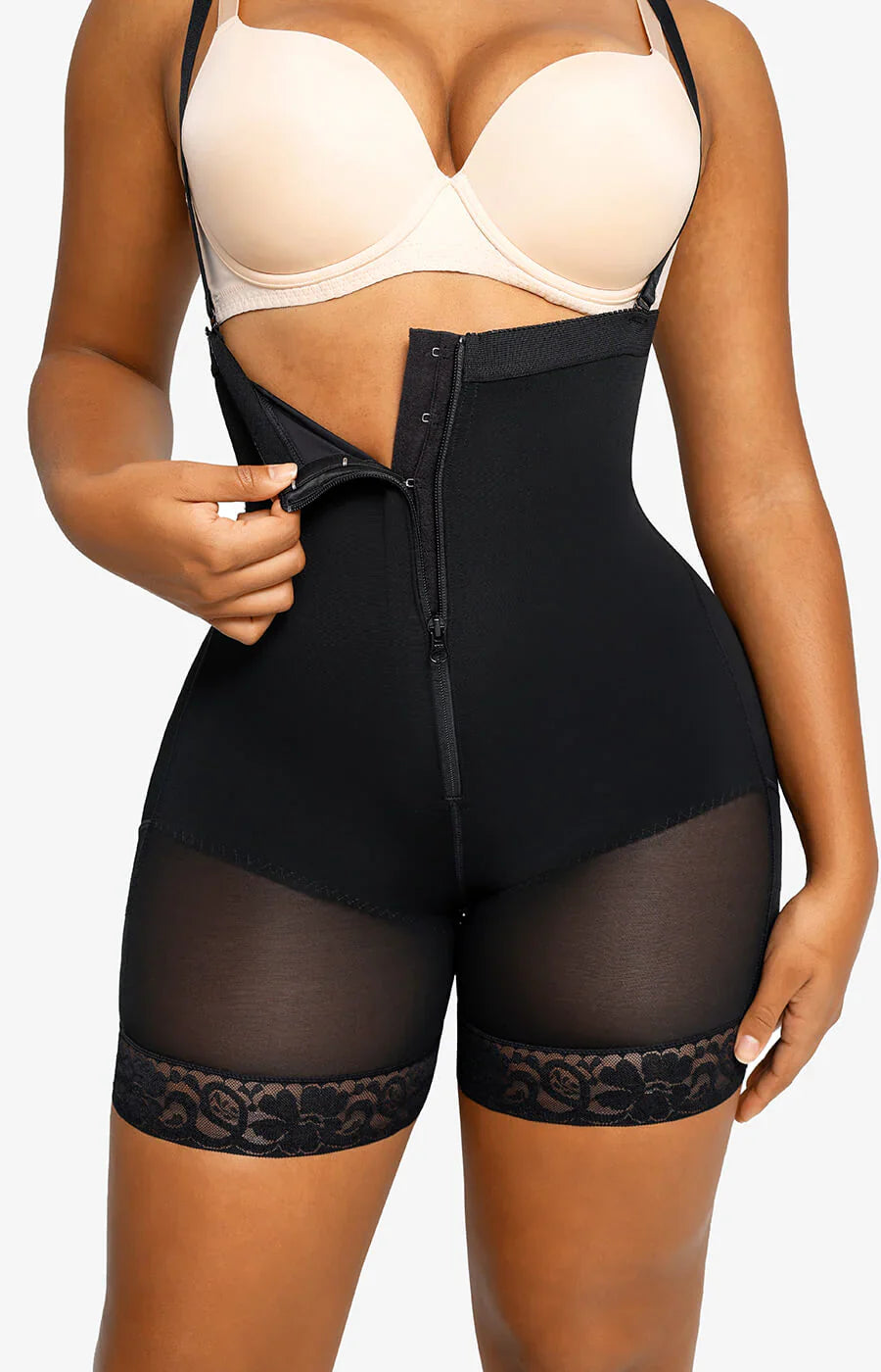  Open Bust Firm Tummy Compression Bodysuit Shaper With Butt Lifter