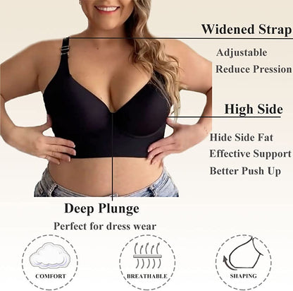  Push-Up Back Smoothing Bra - Black+Beige (2 PACK）