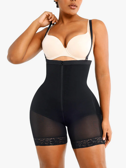  Open Bust Firm Tummy Compression Bodysuit Shaper With Butt Lifter