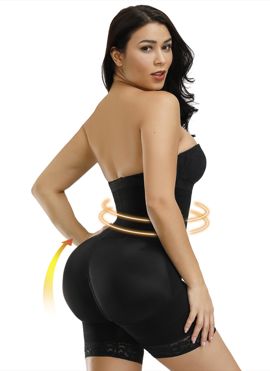  Open Bust Firm Tummy Compression Bodysuit Shaper With Butt Lifter