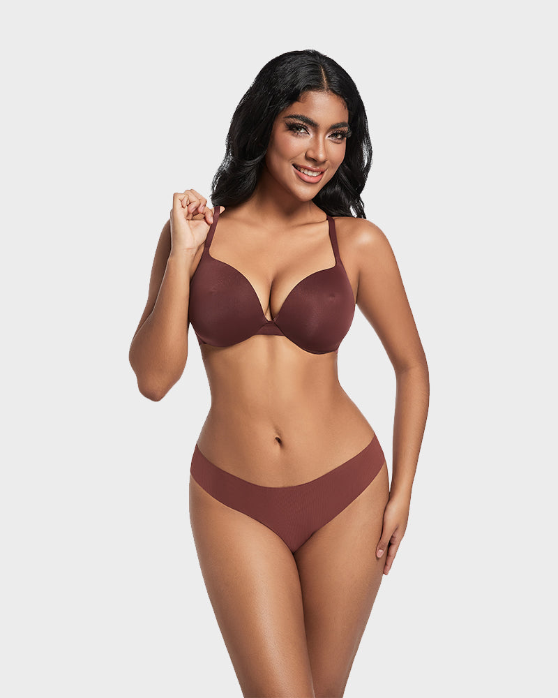 Nipple Push-Up Bra - Brown