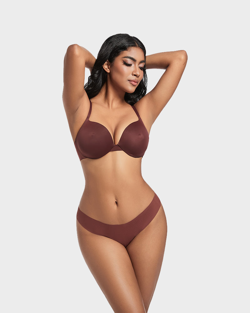 Nipple Push-Up Bra - Brown