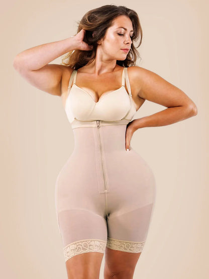  Open Bust Firm Tummy Compression Bodysuit Shaper With Butt Lifter