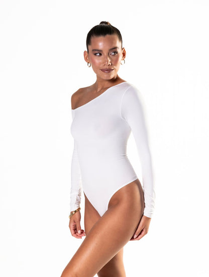 One Shoulder Long Sleeve Thong Bodysuit