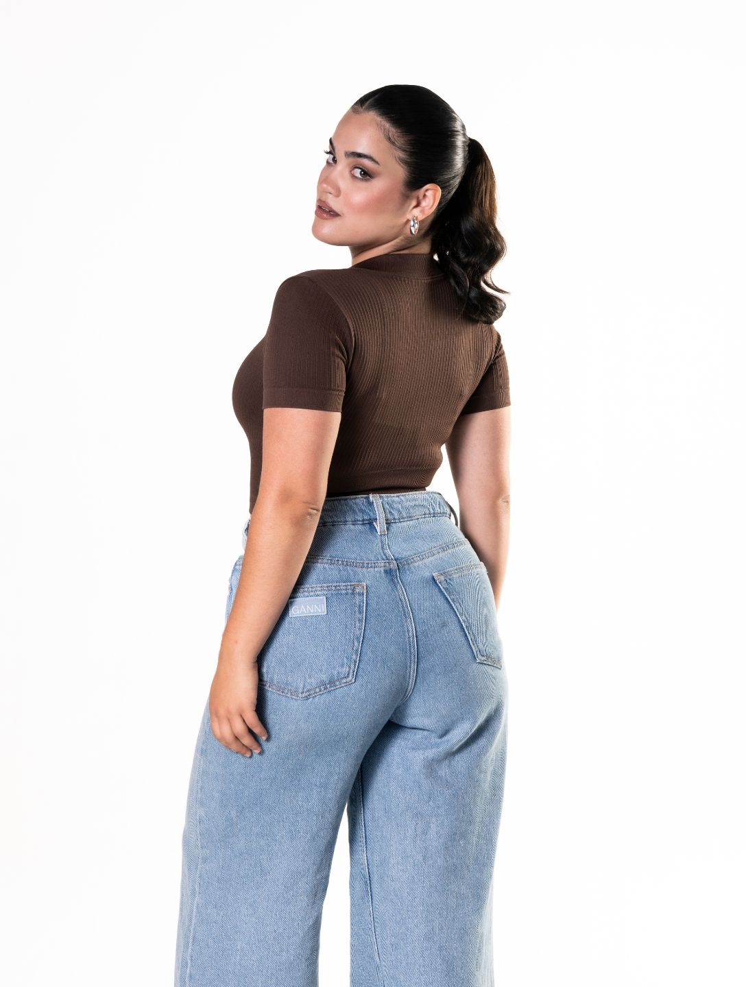 Seamless Ribbed Zip-Front Short Sleeve Crop Top