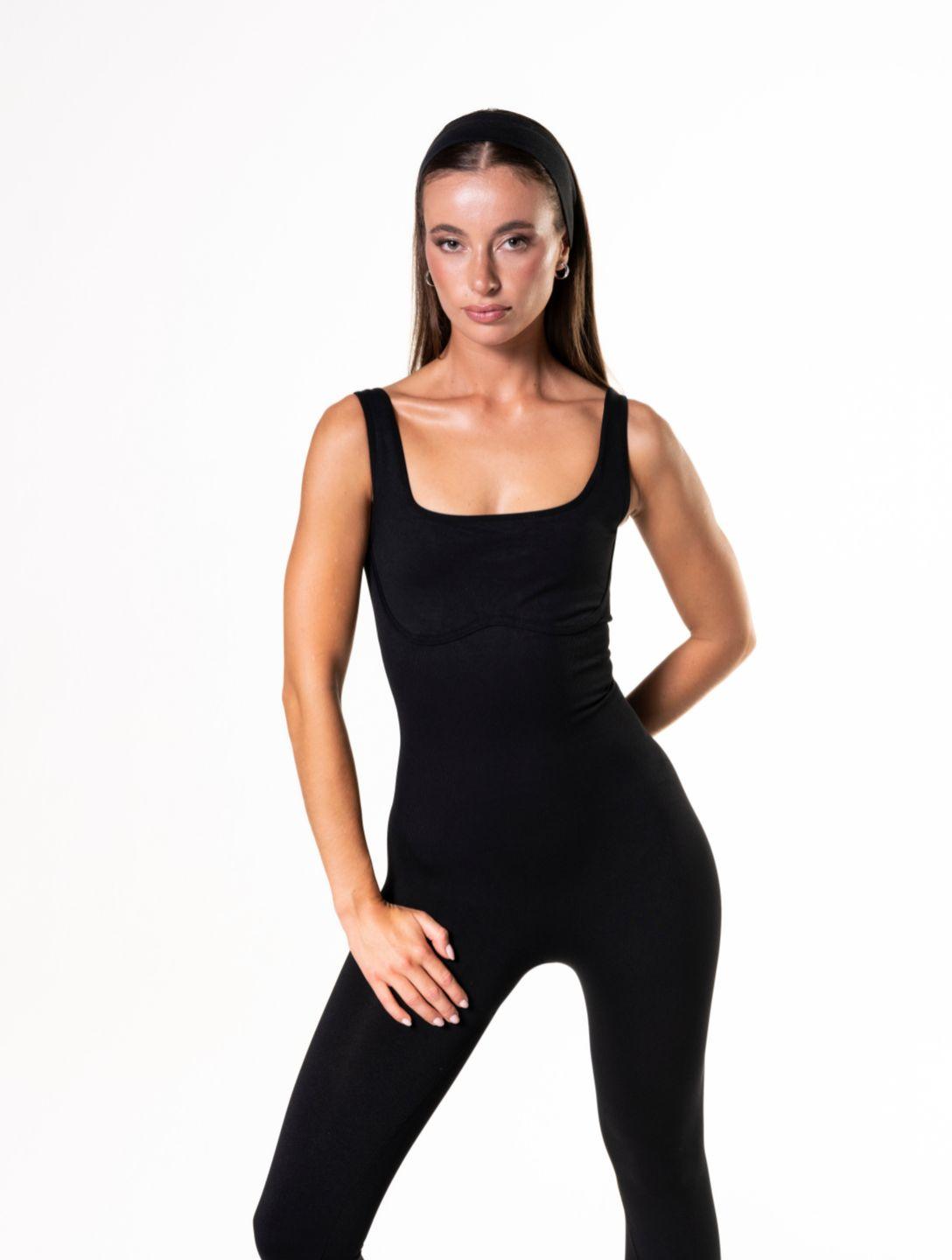 Square Neck U-Back Flared Jumpsuit