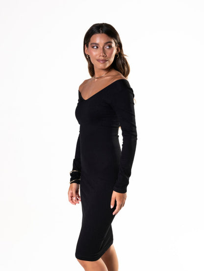 V-Neck Long Sleeve Dress