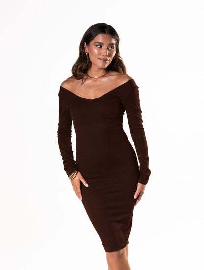 V-Neck Long Sleeve Dress