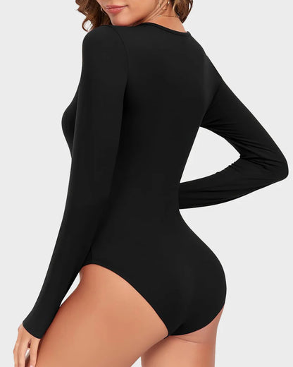 Velosety® Seamless Long Sleeve V-Neck Sculpting Bodysuit