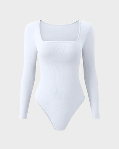 Velosety® Trendy Square Neck Long Sleeve Bodysuit