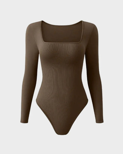 Velosety® Trendy Square Neck Long Sleeve Bodysuit