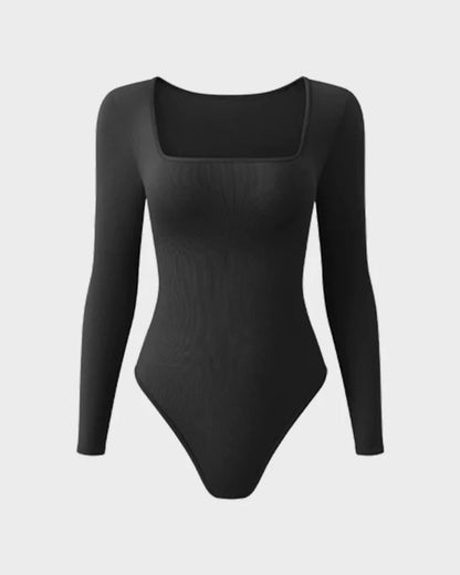 Velosety® Trendy Square Neck Long Sleeve Bodysuit