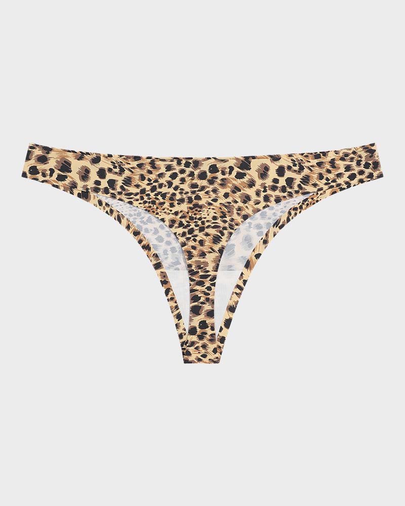 Low-Rise Animal Print Seamless Thong Panty