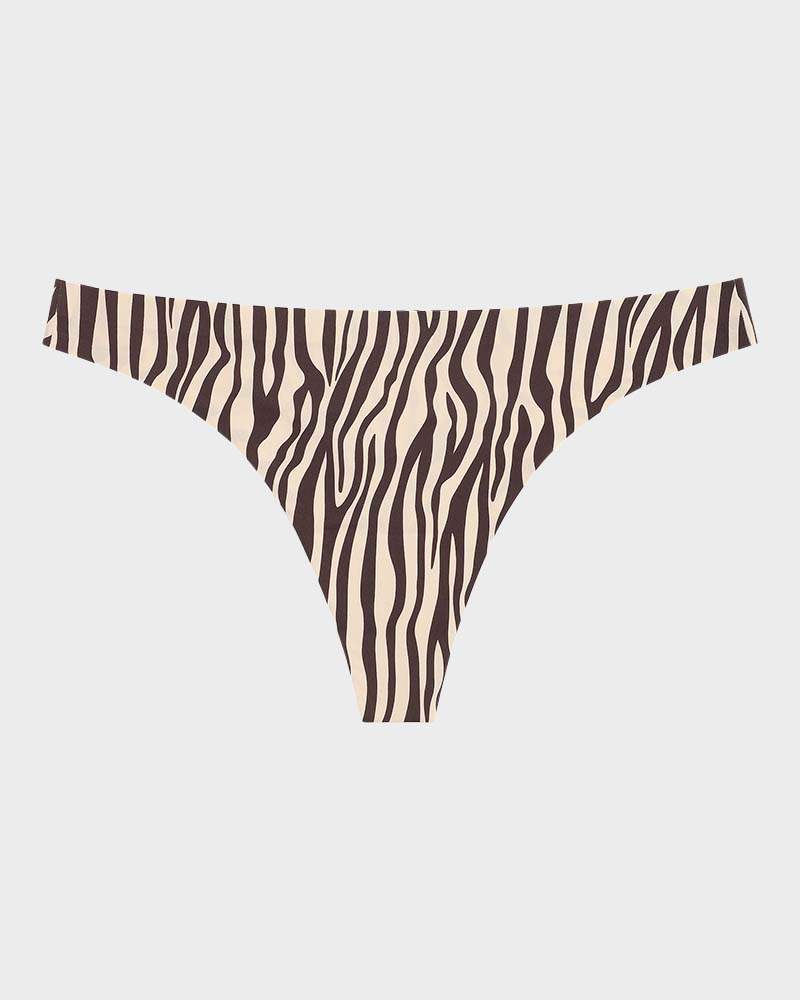 Low-Rise Animal Print Seamless Thong Panty