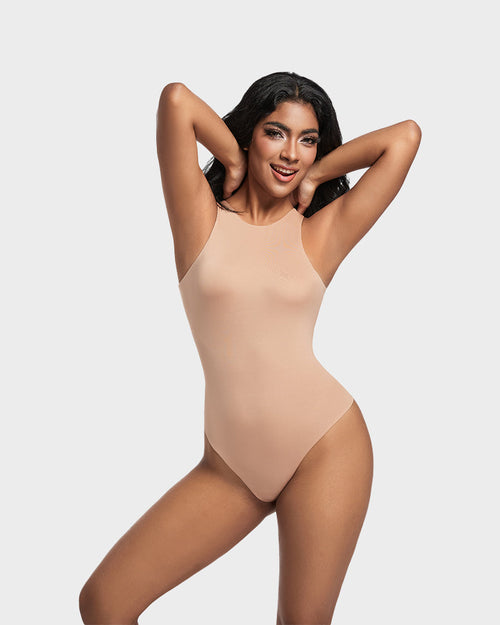 Seamless Sculpt Sleeveless Halter Neck Thong Bodysuit