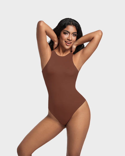 Seamless Sculpt Sleeveless Halter Neck Thong Bodysuit