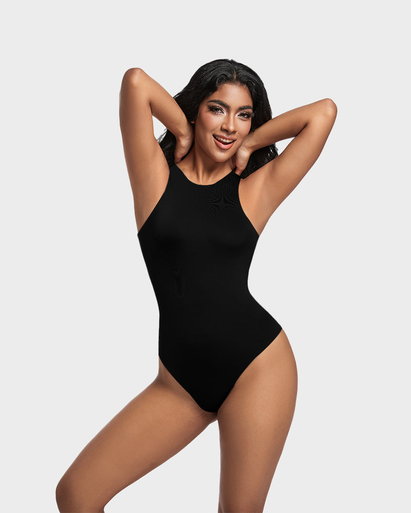 Seamless Sculpt Sleeveless Halter Neck Thong Bodysuit