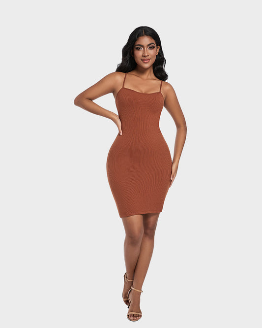 Built-In Shapewear Slip Midi Dress